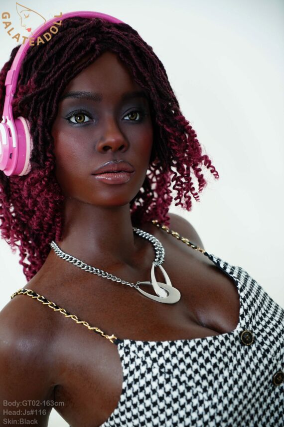 Blarin - Black Full Silicone Sex Doll with Curls - 163cm/5ft4